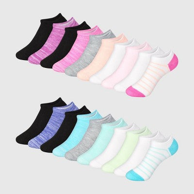 Hanes Girls' 20pk Super Soft No Show Socks - L