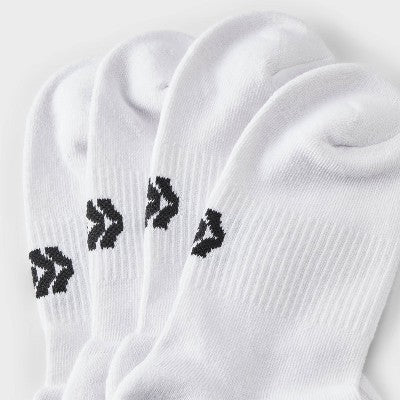 Boys' 6pk Varsity Striped Arch Support Cushioned Crew Socks - All In Motion Bright White M