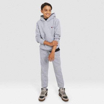 Champion Kid's Fleece Pullover Hoodie - Heathered Gray L