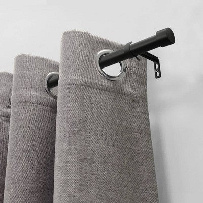 66"-120" Decorative Drapery Curtain Rod with End Cap Finials Matte Black - Lumi Home Furnishings: Adjustable Zinc Alloy (LOCAL PICKUP ONLY)