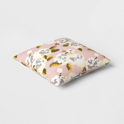16" x 16" Woven Cotton Throw Pillow Pixel Rose - Room Essentials