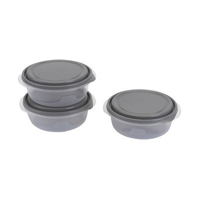 GoodCook EveryWare Round Bowls Food Storage Containers - 5 Cups - 6pcs/3ct - Gray