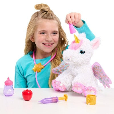 Barbie Unicorn Plush Pet Bag Playset 11" Light-Up Unicorn with Backpack and Vet Accessories