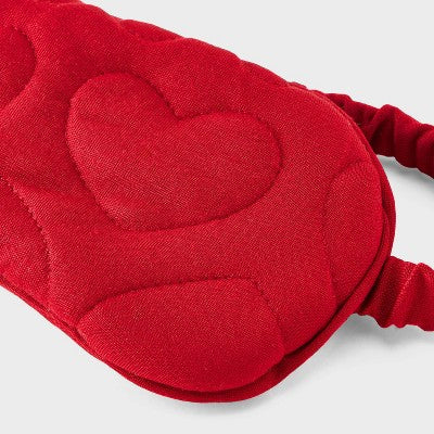 Women's Quilted Heart Shape Sleep Mask - Auden Red