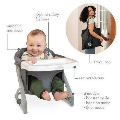 Infantino The Ultimate Travel Booster - Gray: Solid Pattern Plastic Seat, Safety Belt Feature, Max 30 lbs Capacity