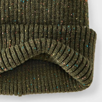 Men's Speckle Ribbed Beanie - Goodfellow & Co Olive Green