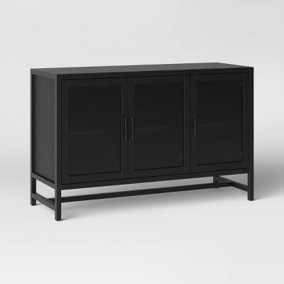 Warwick 3 Door Accent TV Stand for TVs up to 59" Stand Black - Threshold: Transitional Style, Hardwood Frame, Metal Hardware (LOCAL PICKUP ONLY)