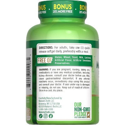 Nature's Truth Magnesium | 400mg | 72 Softgels | Value Size | Extra Strength | from Magnesium Oxide | Non-GMO and Gluten Free Supplement