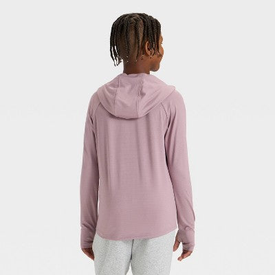Boys' Raglan Hooded T-Shirt - All In Motion Mauve S