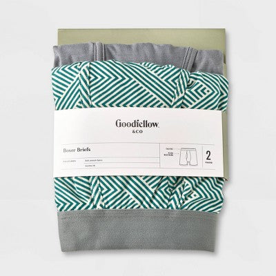 Men's Striped Geo Boxer Briefs 2pk - Goodfellow & Co Green XL