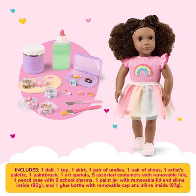 Our Generation Kayla 18" Doll and Real Slime with Arts and Crafts School-Themed Accessories - Dark-Brown Hair/Dark-Brown Eyes