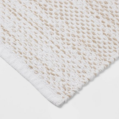 20"x30" Traditional Chenille Bath Rug Tan/White - Threshold