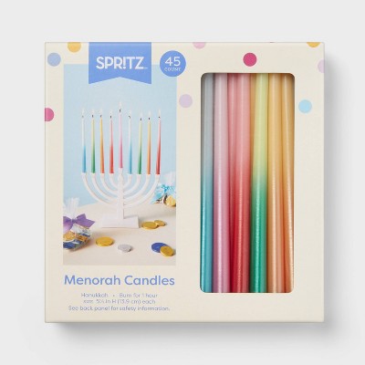 5.6" Menorah Unscented Taper Candles Green/Blue/Red/Pink/Orange - Spritz