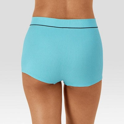 Hanes Women's 3pk Original Ribbed Boy Shorts - Teal/Indigo/White S: Nylon-Spandex Blend, Full Waistband Elastic, Machine Washable