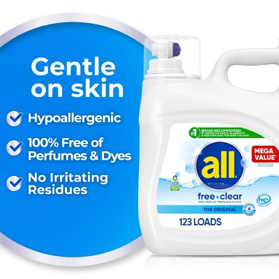 All Unscented Free Clear for Sensitive Skin HE Liquid Laundry Detergent 123 Loads - 154 fl oz