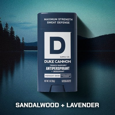 Duke Cannon Supply Co. Trench Warfare Men's Solid Antiperspirant & Deodorant Stick Midnight Swim - 3oz