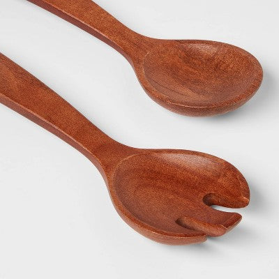 2pc Wood Signature Serving Utensils Set - Threshold