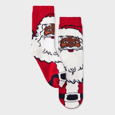 Women's Vintage Santa Cozy Christmas Crew Socks with Gift Card Holder - Wondershop Red/White 4-10