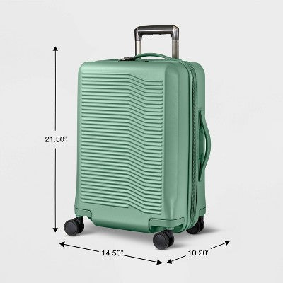 Signature Hardside Carry On Spinner Suitcase Matte Green - Open Story: Durable Polycarbonate, TSA Locks, Telescoping Handle (LOCAL PICKUP ONLY)