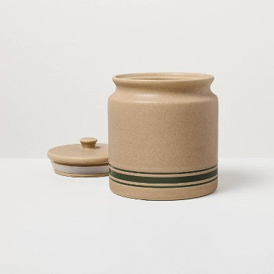 53 fl oz Stoneware Seasonal Canister Green Striped - Hearth & Hand with Magnolia