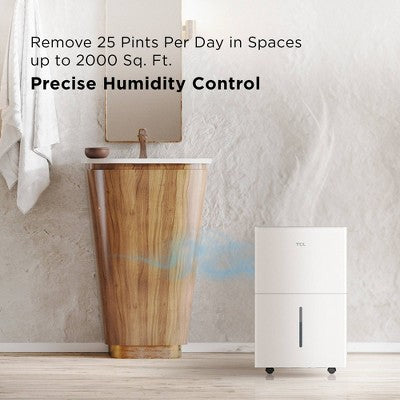TCL 2000sqft Smart Dehumidifier Energy Star Most Efficient 2024 25 Pints Per Day (H25D44W): Basement & Room Use, 3 Settings (LOCAL PICKUP ONLY)
