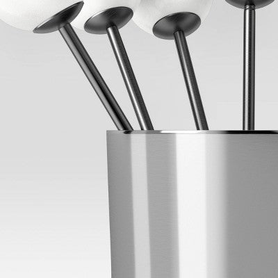 7pc Stainless Steel Cocktail Picks with Holder Silver - Threshold: Luxury Barware Set, Spot Clean, Stoneware Holder