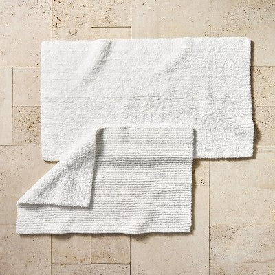 24"x40" Organic Melange Reversible Bath Rug White - Casaluna