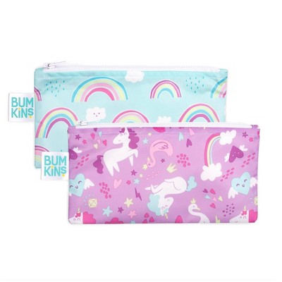 Bumkins Reusable Snack Bag 2 Pack - Rainbows/Unicorn