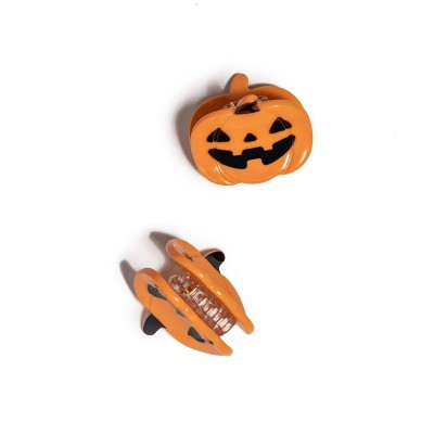 Kitsch Recycled Plastic Mini Claw Clips 2Pc Set - Pumpkin Hair Clips And Pins