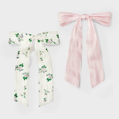 Floral Bow Barrette 2 Pack - Wild Fable Pink