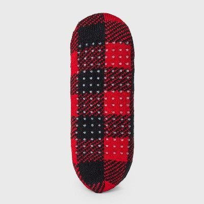Women's Buffalo Plaid Double Lined Cozy Booties with Grippers - Auden Red/Black 4-10
