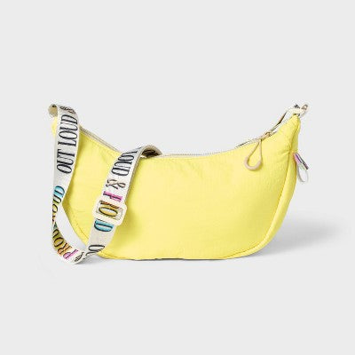 Pride Adult Crescent Sling 'Out Loud & Proud' Crossbody Bag - Yellow