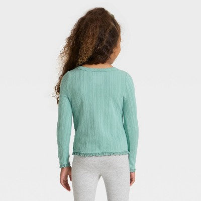 Toddler Girls' Long Sleeve Pointelle T-Shirt - Cat & Jack Green 18M
