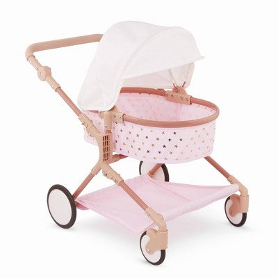 LullaBaby Double Stroller Pink Carriage with Golden Star Print