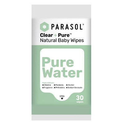 Parasol Sensitive Clean and Unscented Baby Wipes - 30ct: Pull-Out Dispenser, Latex-Free, Travel Size