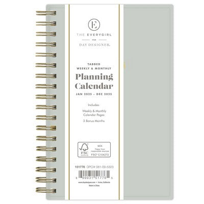The Everygirl Planner 2025 Weekly/Monthly Planner 6.3"x4.33" Wirebound Solid Soft Sage: Adult Stationery, Calendar, Tabs