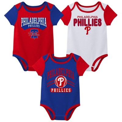 MLB Philadelphia Phillies Infant Boys' 3pk White Bodysuit - 12M: Team Logo Sports Knit