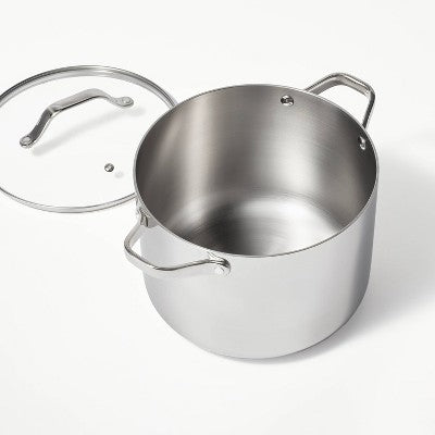 8qt Stainless Steel Tall Stock Pot Silver - Figmint