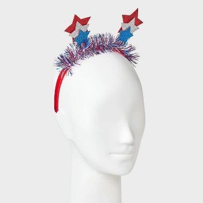 Americana Star and Tinsel Headband - Red/White/Blue