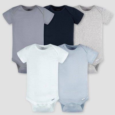 Gerber Baby 5pk Tonal Short Sleeve Bodysuit - Blue 0-3M