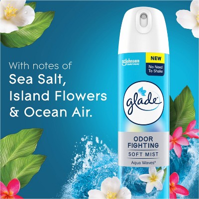 Glade Odor Fighting Soft Mist Aerosol Room Air Freshener - Aqua Waves - 8oz
