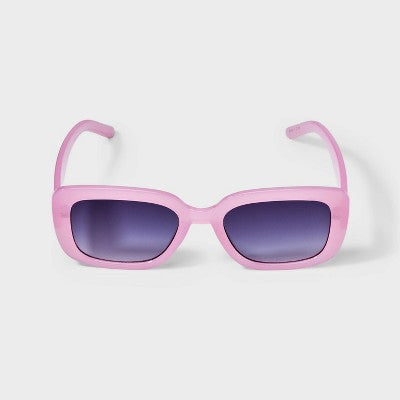 Girls' Rectangle Sunglasses - art class Pink: UV Protection, Recycled Plastic Frame, Ages 10-12