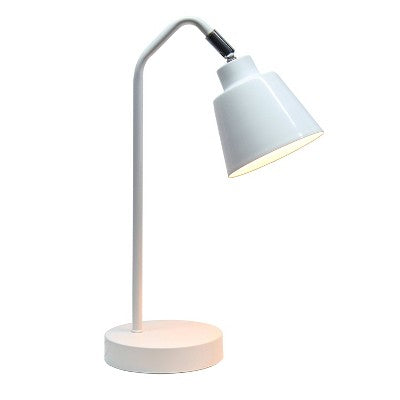Simple Designs Sleek Essentials Adjustable Metal Desk Lamp White