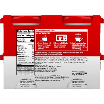 Campbell's Homestyle Chicken Noodle Soup Microwavable Mini Cups - 28oz/4pk: No Added Sugar, No High Fructose Corn Syrup