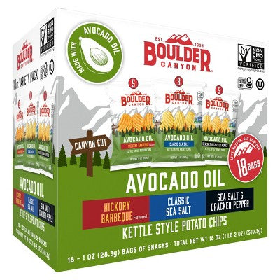 Boulder Canyon Kettle Style Potato Chips Variety Pack - 18oz/18ct