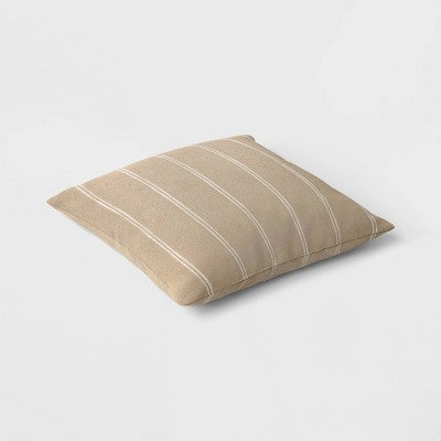 2pk Square Cotton Woven Stripe Throw Pillows Neutral/Ivory - Threshold