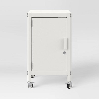 Metal Rolling Dorm Locker Storage Cabinet with Lock Chalk White - Room Essentials (LOCAL PICKUP ONLY)