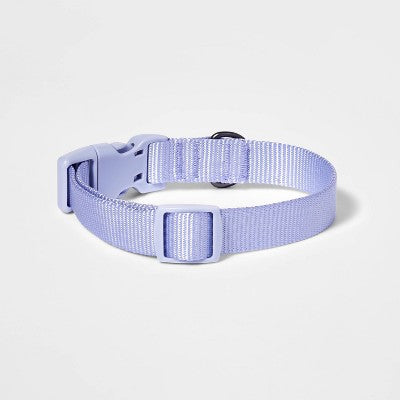 Basic Dog Adjustable Collar with Color Matching Buckle - M - Lilac - Boots & Barkley