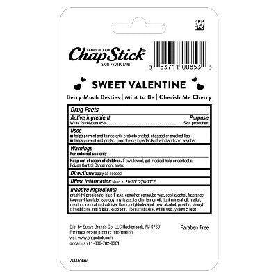 Chapstick Classic Valentines Day Variety Pack Lip Balms - Mint/Cherry/Berry - 3ct/0.45oz