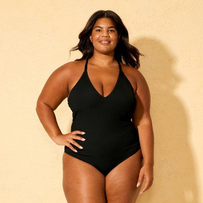 Women's Long Torso Ribbed Cheeky One Piece Swimsuit S